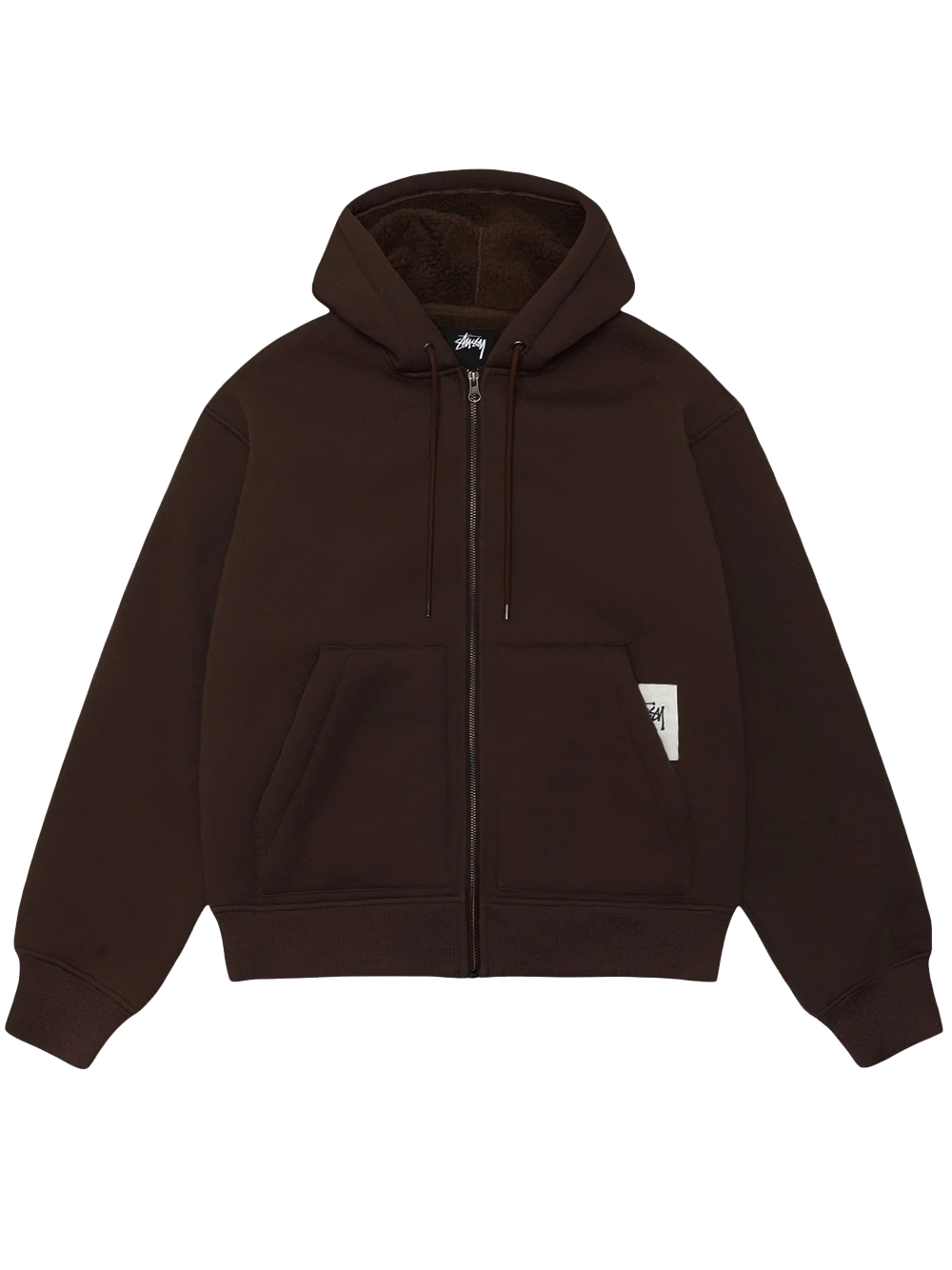 Stussy Bonded Sherpa Lined Hood In Brown