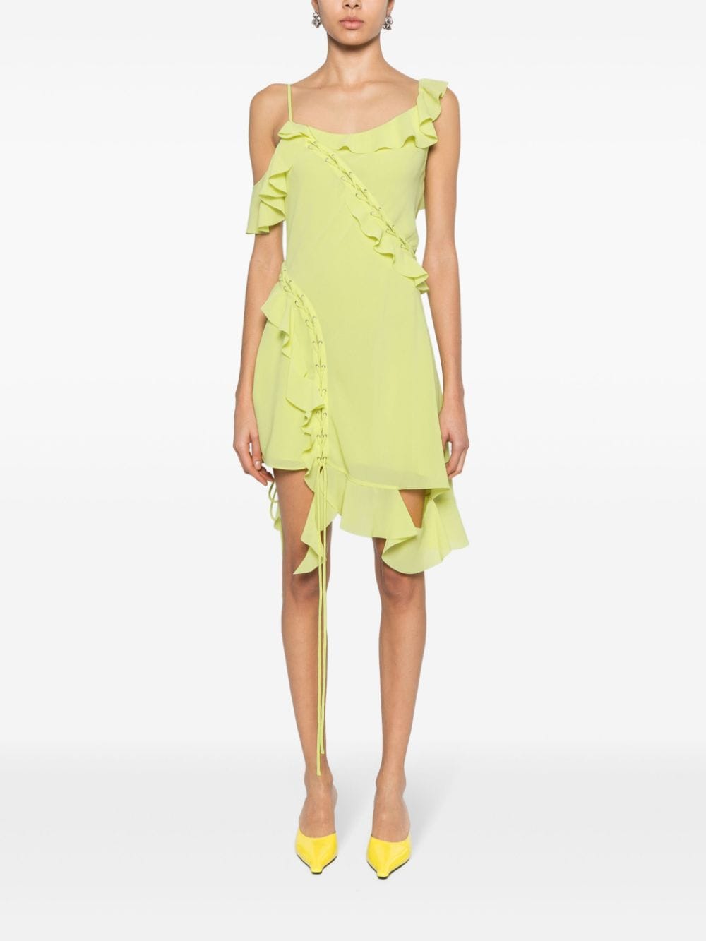 ruffle strap dress woman yellow in polyester - ACNE STUDIOS - d  2