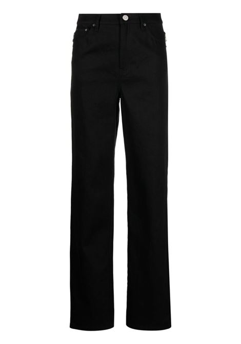 pantaloni a vita alta donna neri in cotone ROTATE | 1005331001000