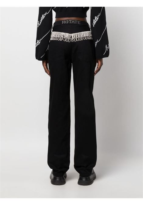 pantaloni a vita alta donna neri in cotone ROTATE | 1005331001000