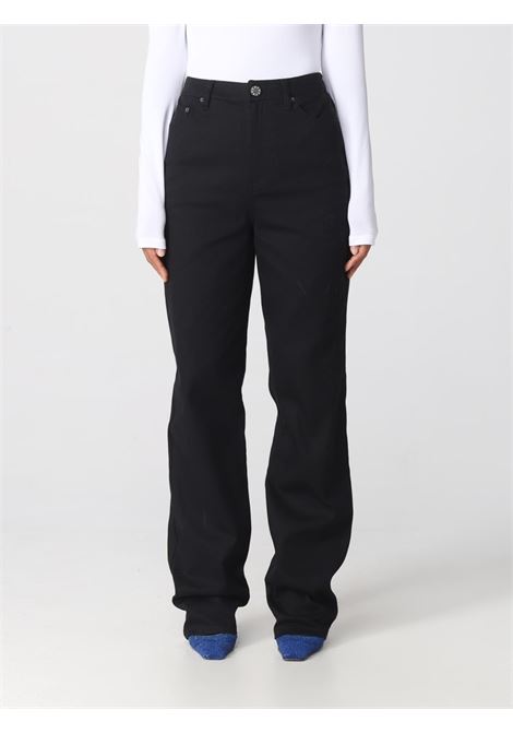 pantaloni a vita alta donna neri in cotone ROTATE | 1005331001000