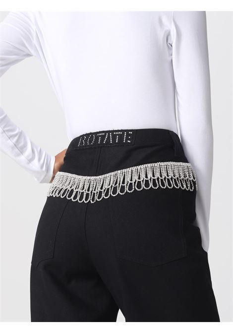 pantaloni a vita alta donna neri in cotone ROTATE | 1005331001000