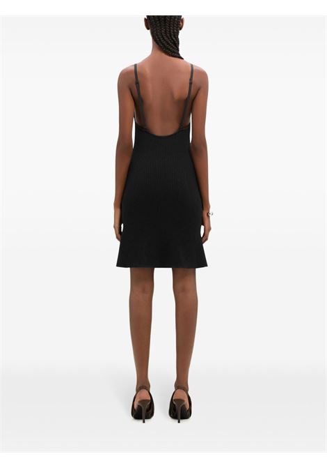 rib knit mini dress woman black in viscose COURRÈGES | 324MRO441FI00019999