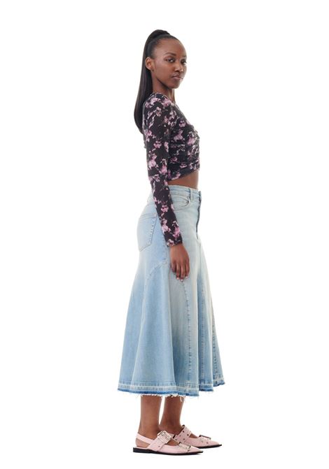 gonna midi mid blu in cotone GANNI | J1474091