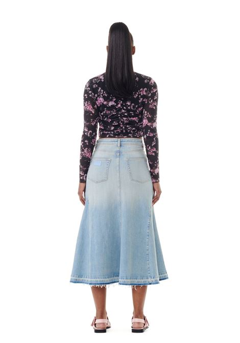 gonna midi mid blu in cotone GANNI | J1474091