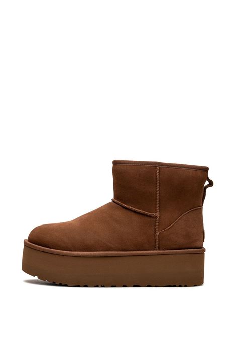classic mini platform woman chestnut  in leather UGG | 1134991CHE