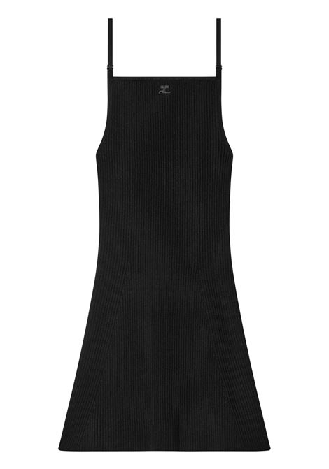rib knit mini dress woman black in viscose COURRÈGES | 324MRO441FI00019999
