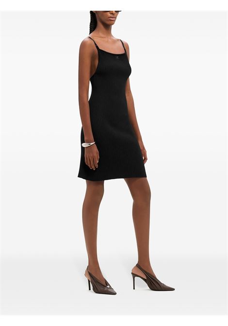 rib knit mini dress woman black in viscose COURRÈGES | 324MRO441FI00019999