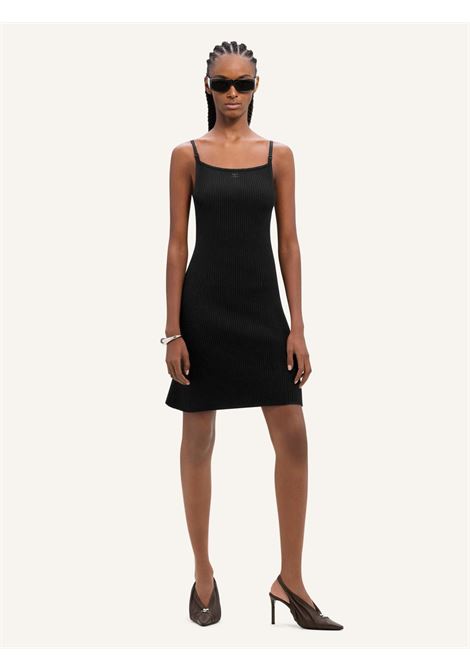 rib knit mini dress woman black in viscose COURRÈGES | 324MRO441FI00019999