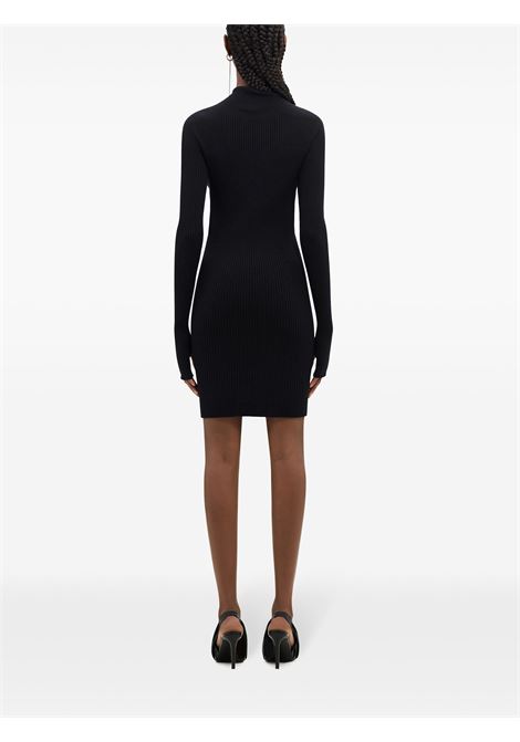 rib mockneck mini dress woman black on cotton COURRÈGES | 324MRO466FI00499999
