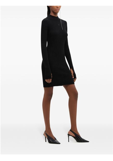rib mockneck mini dress woman black on cotton COURRÈGES | 324MRO466FI00499999
