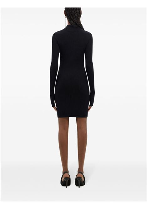 rib mockneck mini dress woman black on cotton COURRÈGES | 324MRO466FI00499999