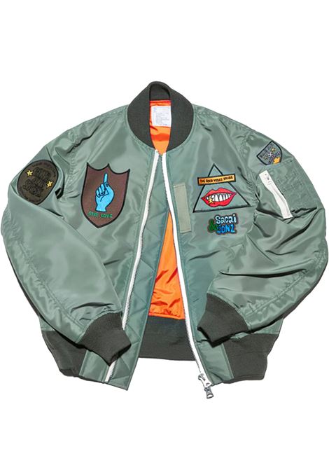 giacca bomber blouson uomo khaki  in nylon SACAI | 24-03524M840