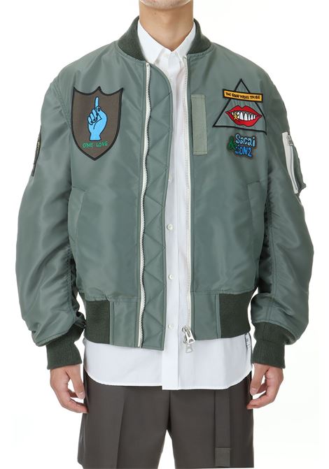 giacca bomber blouson uomo khaki  in nylon SACAI | 24-03524M840