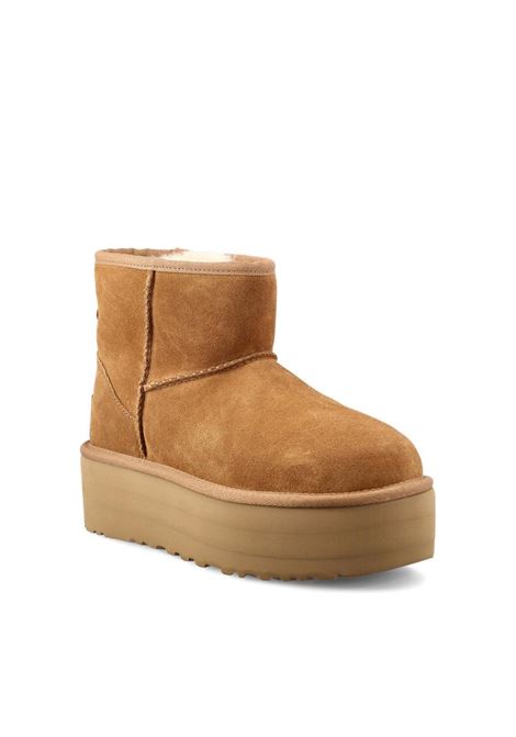 classic mini platform woman chestnut  in leather UGG | 1134991CHE