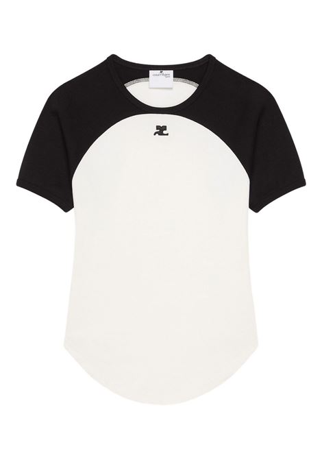 circle contras t-shirt woman black and white COURRÈGES | 325JTS214JS02030098