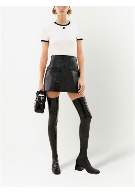 signature contrast t-shirt woman  white and black COURRÈGES | VESJTS017JS00700098