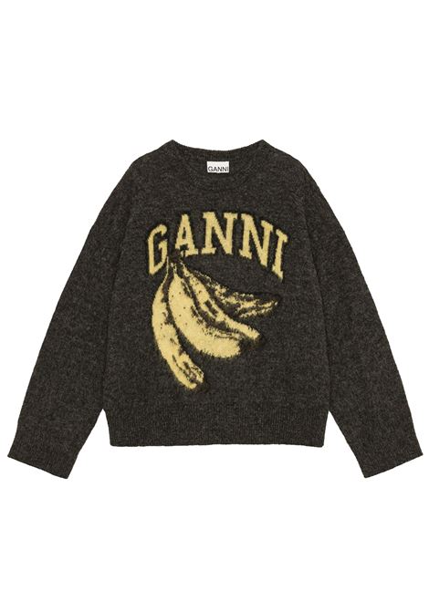 banana graphic sweater donna grey GANNI | K2516252