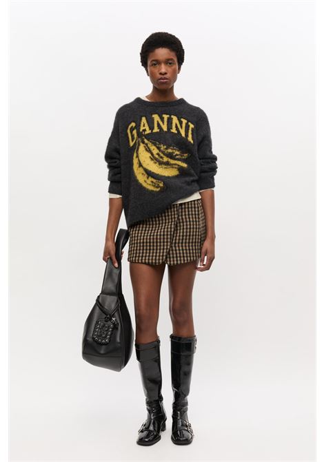 banana graphic sweater donna grey GANNI | K2516252