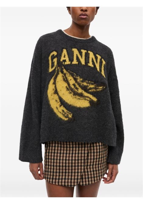 banana graphic sweater donna grey GANNI | K2516252