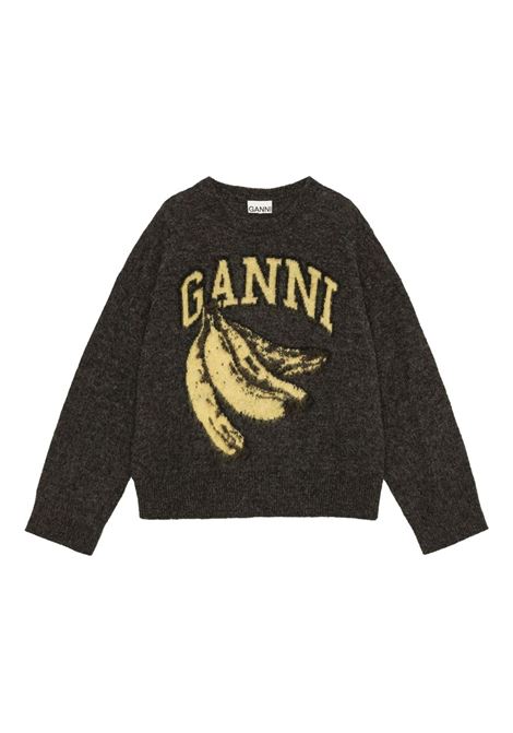 banana graphic sweater donna grey GANNI | K2516252