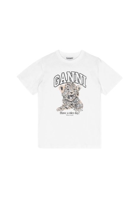t-shirt leopard donna bianca GANNI | T4124943
