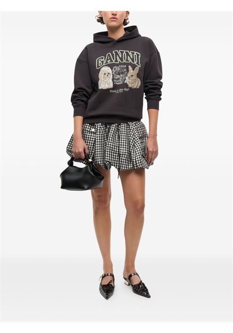 animal print hoodie woman black GANNI | T4270252