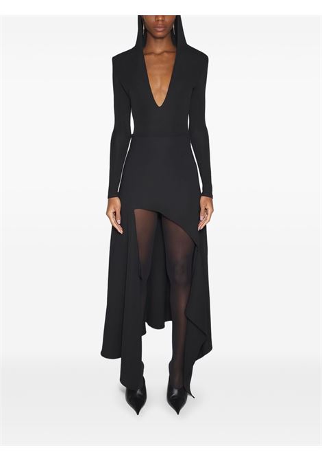 hooded v neck bodysuit woman black MUGLER | 25F3BO028560261999