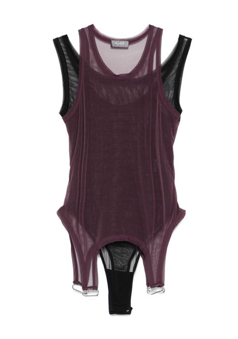 layered mesh body plum and black MUGLER | 25F3TS0125891B3194