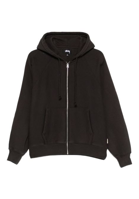 relaxed zip hoodie man black STÜSSY | 1185710034