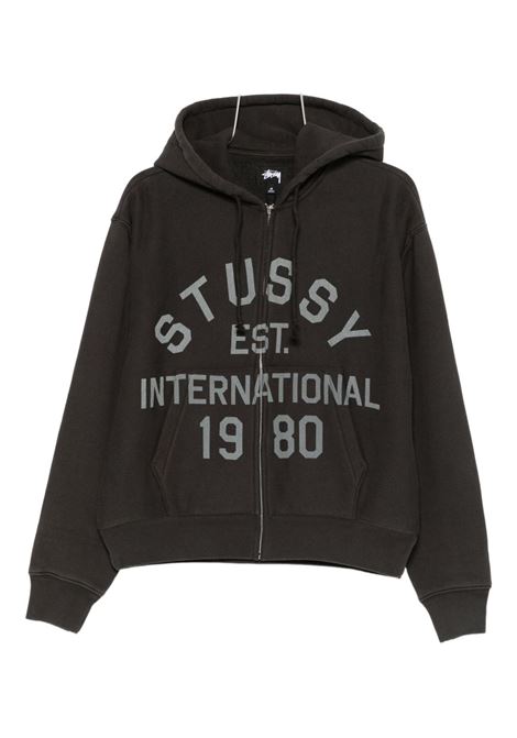 est printed zip hood man black STÜSSY | 1185970001