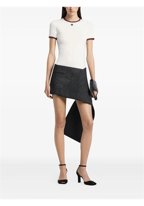 signature contrast t-shirt white and burgundy COURRÈGES | 125JTS017JS0203B211