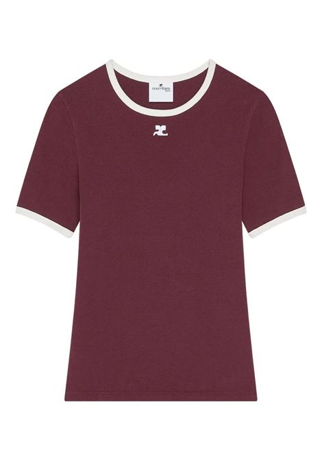 signature contrast t-shirt burgundy COURRÈGES | 125JTS017JS0203B213