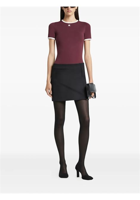 signature contrast t-shirt burgundy COURRÈGES | 125JTS017JS0203B213