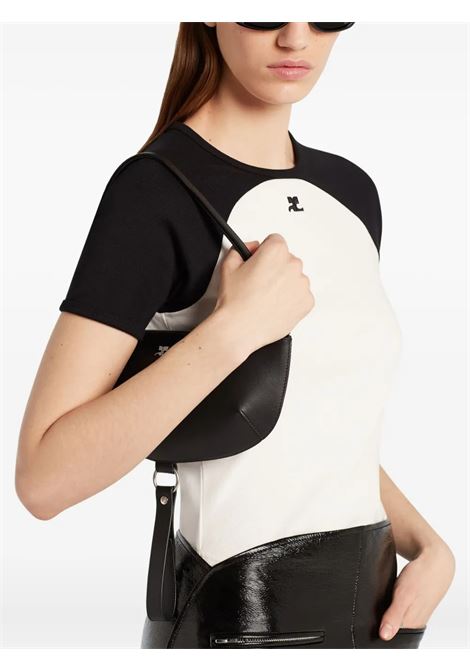 circle contras t-shirt woman black and white COURRÈGES | 325JTS214JS02030098