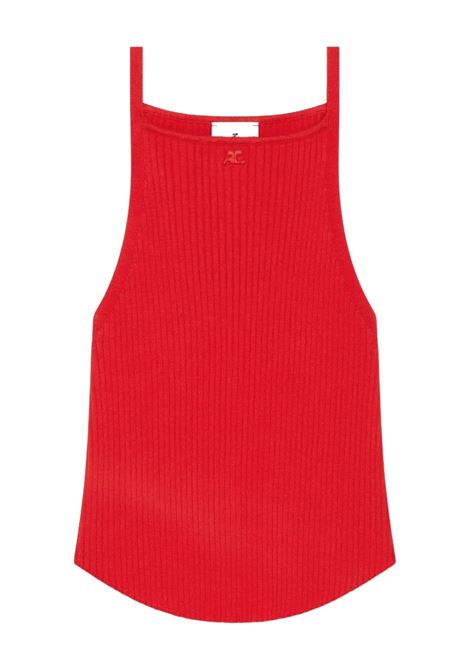 top circle rib knit donna rosso COURRÈGES | 325MTO450FI00014040