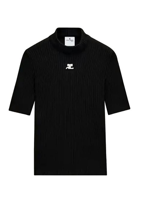 reedition ss rib knit sweater woman black COURRÈGES | PERMPU026FI00019999