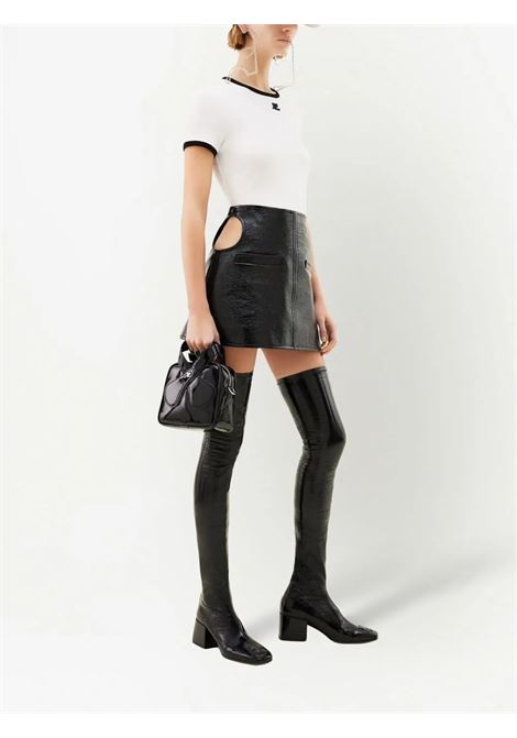 signature contrast t-shirt woman  white and black COURRÈGES | VESJTS017JS00700098