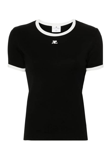signature contrast t-shirt woman black and white COURRÈGES | VESJTS017JS00709901