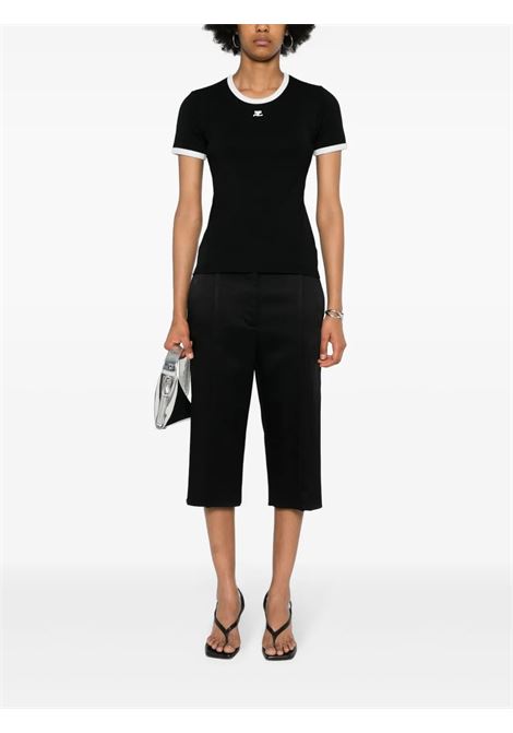 signature contrast t-shirt woman black and white COURRÈGES | VESJTS017JS00709901