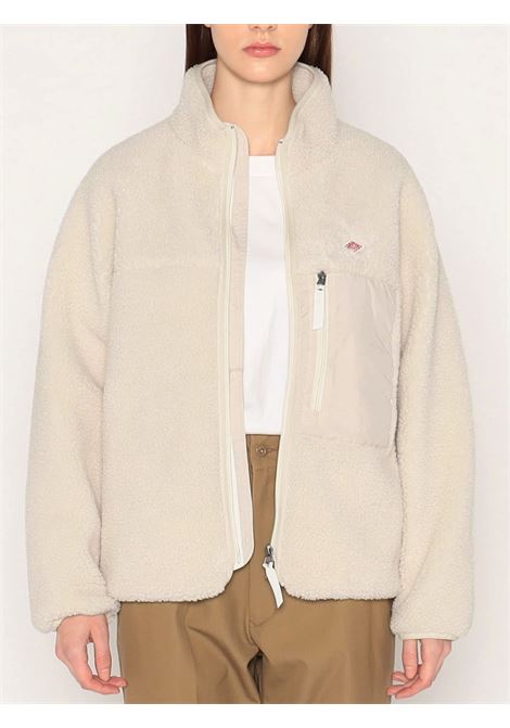 insulation light boa stand collar jacket woman white oyster DANTON | DT-A0194OYSTER