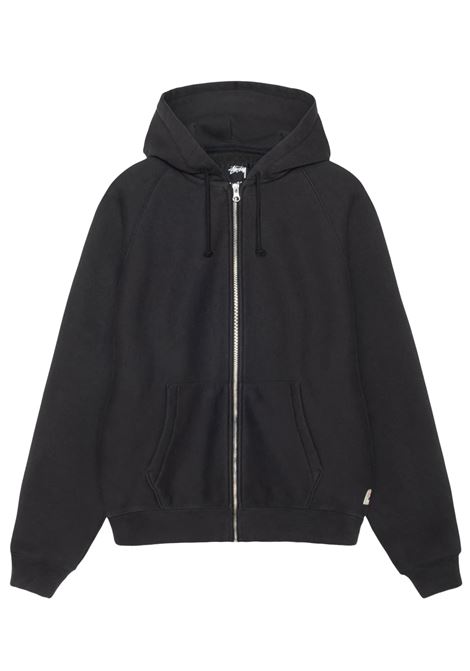 relaxed zip hoodie man black STÜSSY | 1185710034