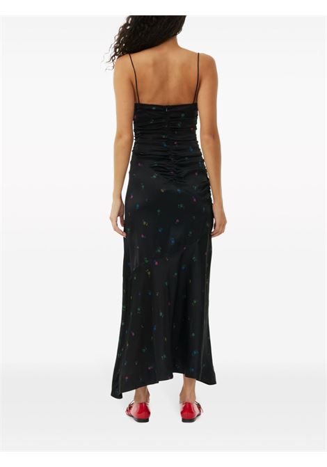 abito con ruches donna nero in viscosa GANNI | F8974099