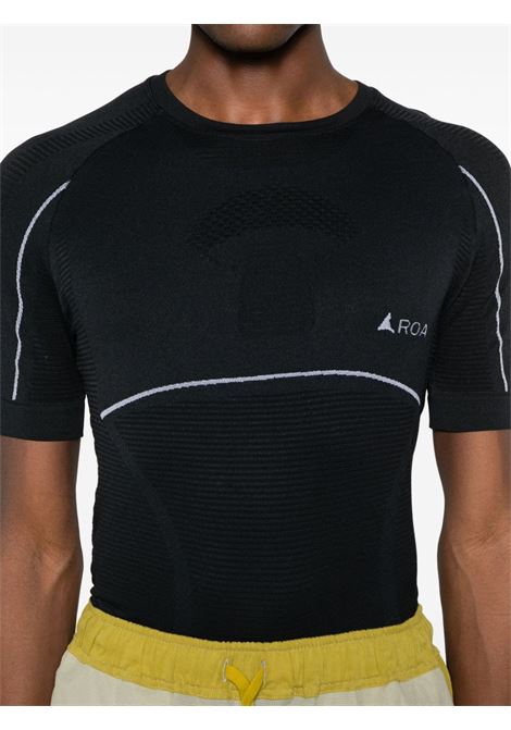 t-shirt seamless shortsleeve uomo nera in poliammide ROA | RBMW0101FA73BLK0001