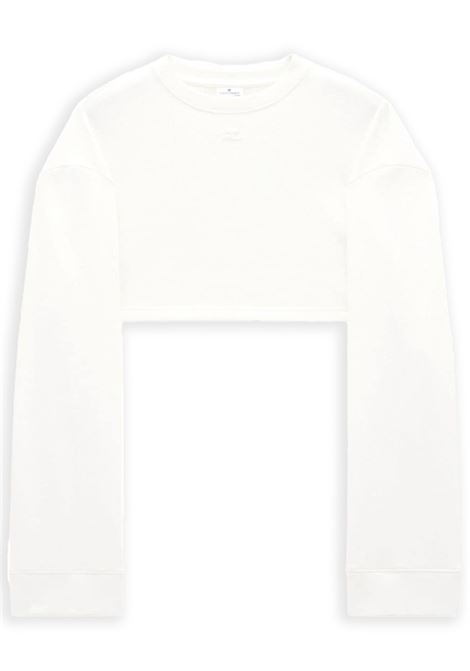 cocoon fleece cropped sweater women withe in cotton COURRÈGES | 124JSW009JS01200001