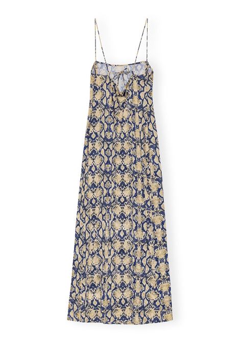vestito sottoveste con stampa donna multi in raso GANNI | F8819883