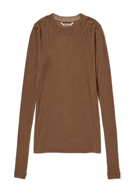 l/s rib t-shirt woman brown AURALEE | A00T01HFBROWN