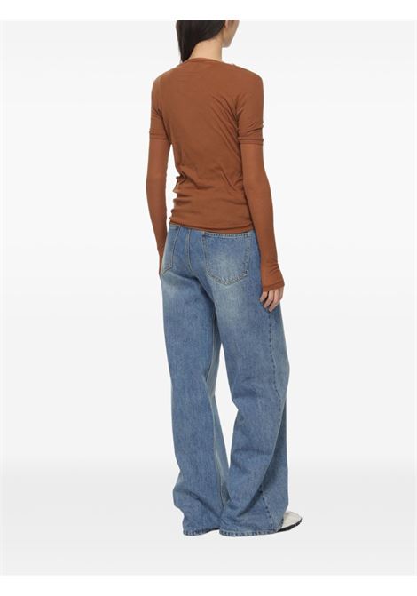 rib t-shirt woman brown AURALEE | A00T03HFBROWN