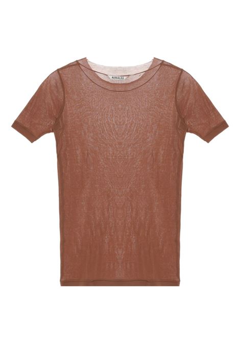 rib t-shirt woman brown AURALEE | A00T03HFBROWN