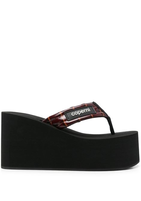sandali croco branded wedge donna neri COPERNI | COPSH09F6032BLKBRW